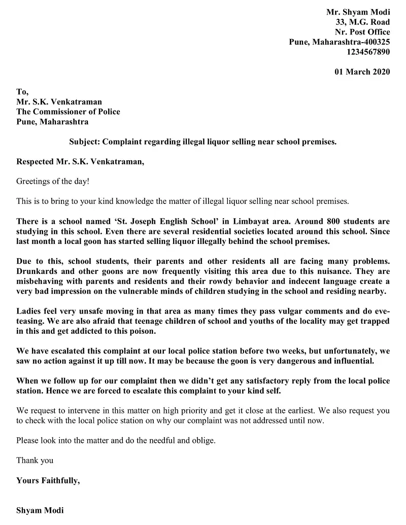 Complaint Letter Against Unprofessional Behavior Of Professor Document Hub