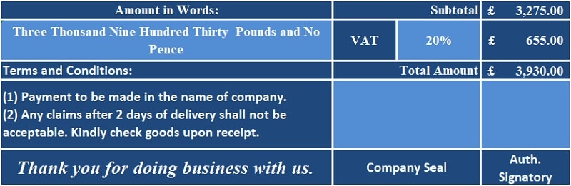 UK VAT Debit Note