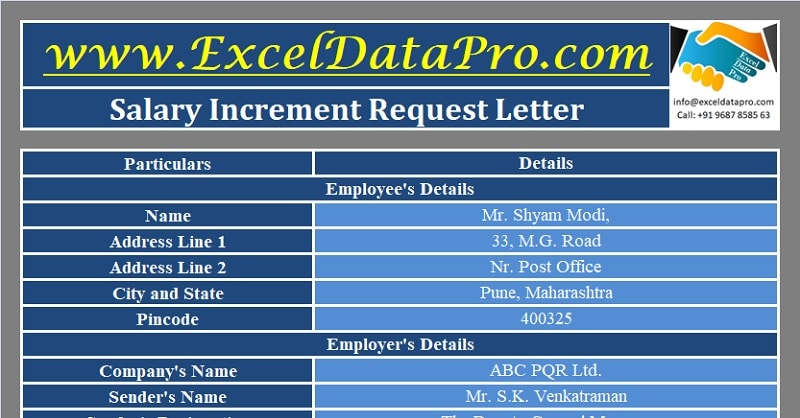 Download Salary Increment Request Letter Excel Template